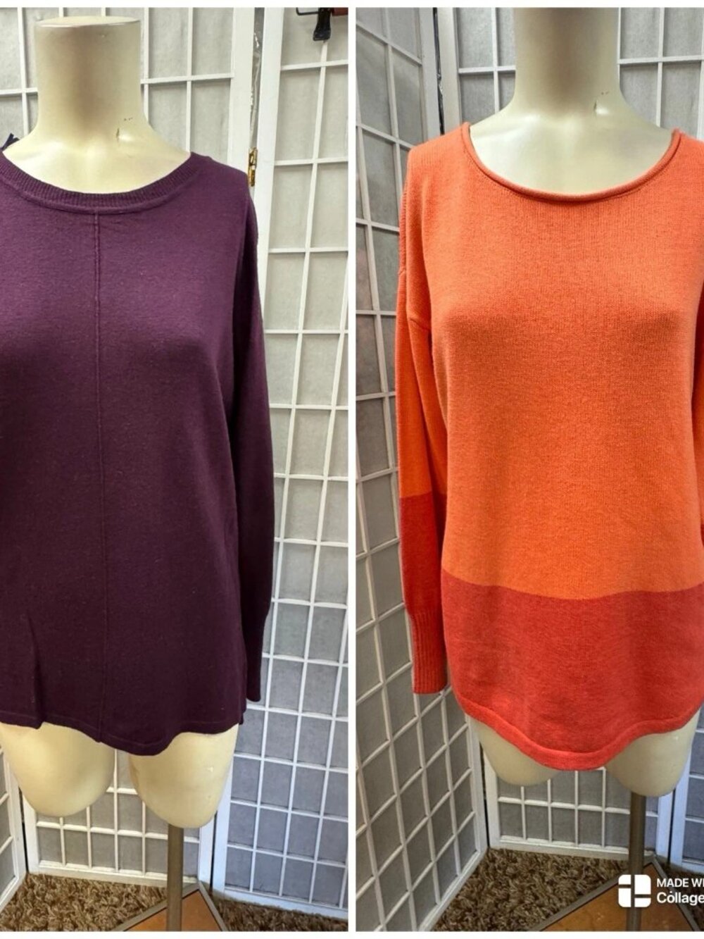 Pink Republic/Eddie Bauer,2 Sweaters $17Each,Rayon,Purple,Cotton Orange,Size M.! - Picture 2 of 16